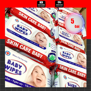 Set 5 gói khăn ướt cao cấp baby wipes không mùi