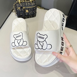 Dép quai ngang đi mưa 3TDEP, dép bánh mì nữ gấu Bearbrick tăng chiều cao 6cm, dép đi chơi,đi dạo phố