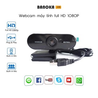 Webcam máy tính full HD 1080P | webcam cho pc tích hợp mic, hình ảnh sống động, rõ nét | Bảo hành 6 tháng
