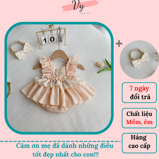 Body Bé Gái Sơ Sinh VY DESIGN.  Body Váy Cho Bé Gái Thiết Kế Chất Mềm Đẹp, Váy Mùa Hè Cho Bé Kèm Turban