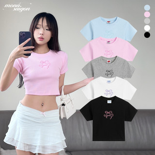 Áo thun croptop form ôm tay ngắn moná - chie