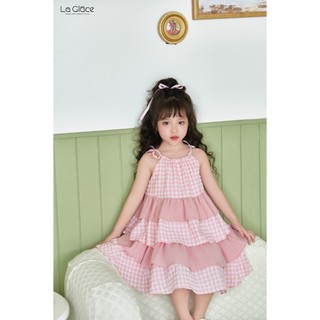 Váy caro xếp tầng Vivian 100% cotton thoáng mát - La Glace