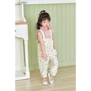 Quần Yếm bé gái  linen  hoa hồng thoáng mát Kyomi - La Glace