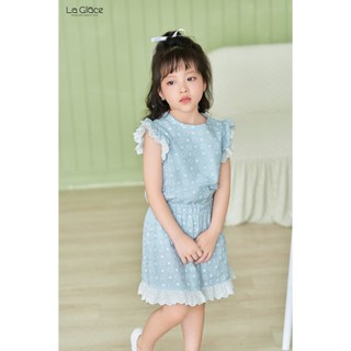 Jump  đùi bé gái viền bèo Cloudy linen thêu hoa mềm mại, thoáng mát - La Glace