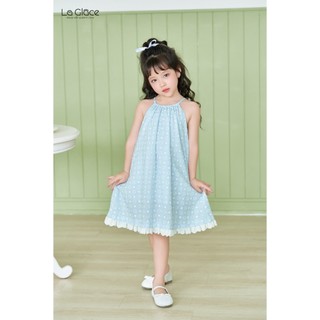 Váy  bé gái cổ yếm linen thêu hoa  mềm mại, thoáng mát Gina - La Glace
