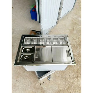 Thùng đá inox kèm 8 khay topping loại 1/9 sâu 10cm