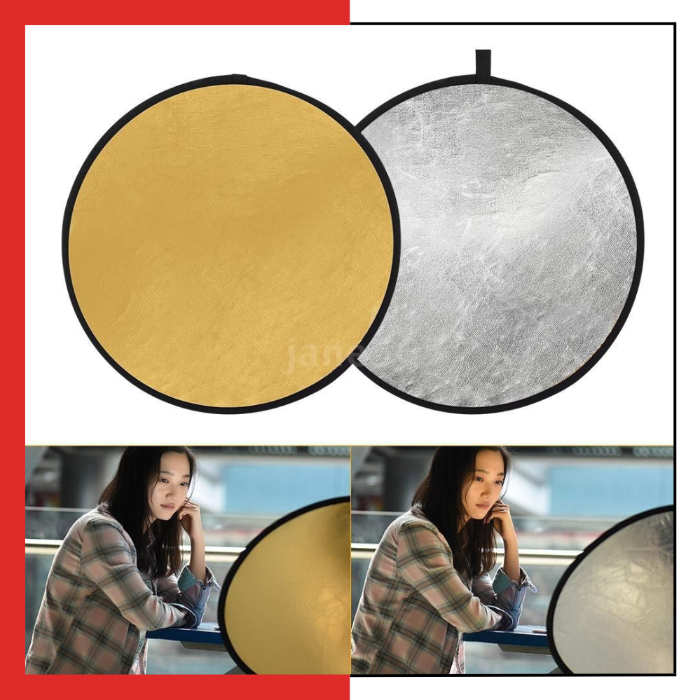 Tấm Hắt Sáng Chụp Ảnh Tròn Kích Thước 80cm và 100cm, 2 màu vàng/ bạc trong 1 sản phẩm, dùng cho chụp hình chuyên nghiệp