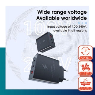 Bộ Sạc 3 Cổng 65W Siêu Nhanh Cao Cấp