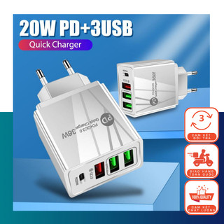 Củ Sạc 36W 4 Cổng - Hỗ Trợ 2 Cổng Sạc Nhanh, 2 Cổng 2.4A