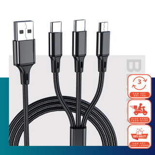 Combo 2 Sợi Cáp Sạc 3 Đầu Chất Liệu Dù Cao Cấp
