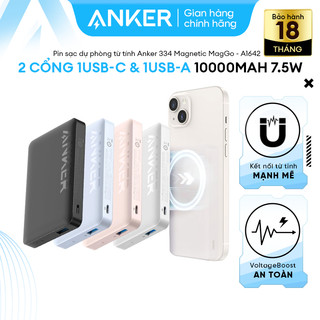 Pin Sạc Dự Phòng Từ Tính ANKER 334 Magnetic MagGo 10000mAh 7.5W - 2 cổng  1USB-C & 1USB-A - A1642