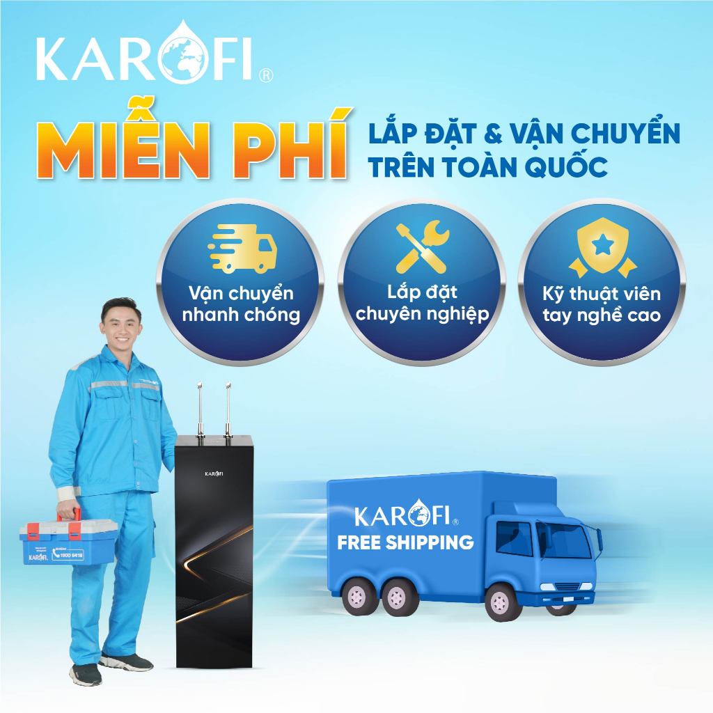 Máy lọc nước nóng lạnh 10 lõi lọc Karofi KAD - N89 màng ro Mỹ - Lắp đặt miễn phí toàn quốc