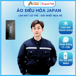 Bộ Áo Điều Hoà Nhật Bản PIN 50.000mAh, Áo Khoác Làm Mát Chính Hãng Chất Vải Kaki 2 Lớp Dày Dặn, Quạt Không Chổi Than 12V