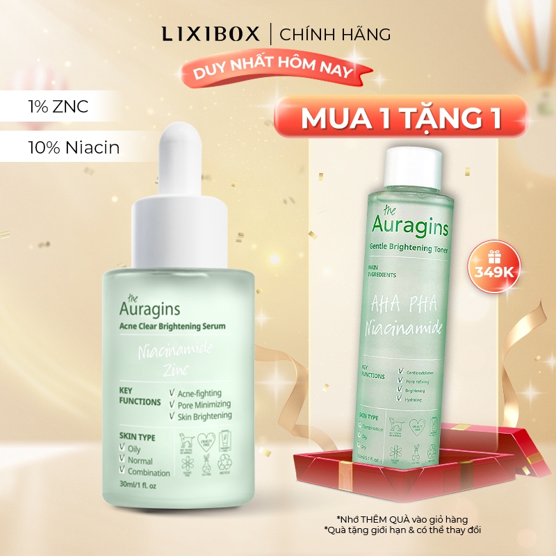 Tinh Chất Giảm Thâm The Auragins 10% Niacinamide + 1% Zinc Acne Clear Serum