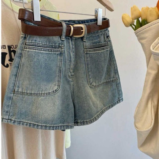 Quần jean short nữ lưng cao phối túi trước phong cách hàn quốc Tuhavu Room Q45 H