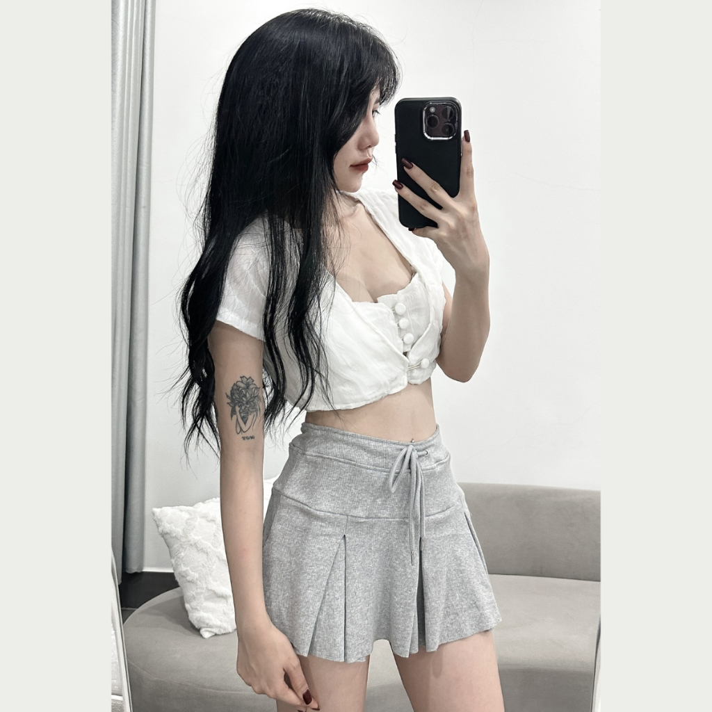 Áo Voan Xốp Cổ V Tay Ngắn DaaLaa Store Kèm Áo Trong A5995