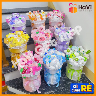 [Tự chụp] Bó hoa gấu bông, quà tặng hoa gấu bông phong cách Melody, Kuromi, Cinnamoroll, Linabell