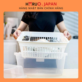Khay Úp Chén Bát Ráo Nước Có Nắp INOMATA Hàng Nhật Bản