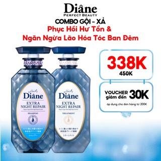 Combo gội xả phục hồi chuyên sâu tóc hư tổn Moist Diane Extra Night Repair 450ml x 2
