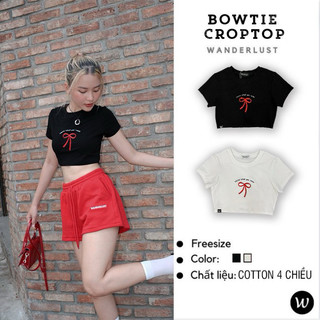 Bow Tie Croptop thêu nơ đỏ Wanderlust