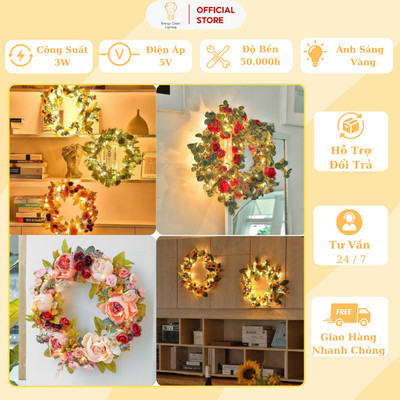 (Nhiều Mẫu) Vòng Hoa Treo Energy Green Lighting Decor Trang Trí Cho Ngồi Nhà Có Đèn LED - Chuyên Trang Trí Các Sự Kiện