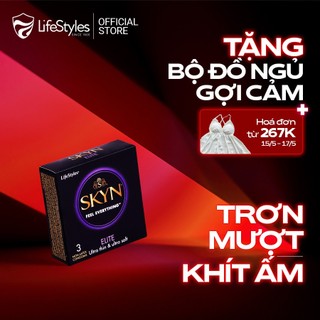 Bao cao su siêu mỏng, trơn mượt LifeStyles SKYN Elite - Non-latex không mùi cao su - 3 bao