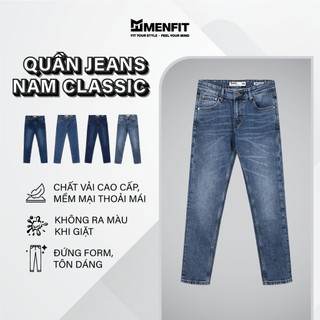Quần jean dài nam MENFIT Regular cao cấp xanh denim chất cotton cao cấp, form ôm vừa vặn, rách nhẹ trẻ trung