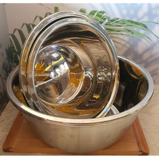 Thau sâu lòng inox cao cấp inox size lớn 30cm,32cm,38cm,42cm,46cm