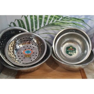 Rổ inox cao cấp bền bỉ 2 loại lỗ dày,lỗ to tiện lợi