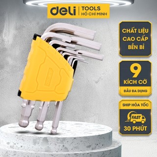 Bộ Lục Giác Đầu Bi Deli 9 Chi Tiết Cao Cấp - Chất Liệu Thép CR-V Chống Mòn, Gỉ - Vặn Ốc, Vít Tiện Dụng