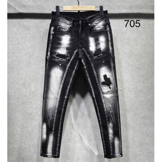 Quần bò Jean nam dài ĐEN rách vệt, cá tính, phong cách 2024, chất jean co giãn tốt chuẩn form bền đẹp, giá tốt KAYSTORE