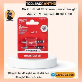 Bộ 2 mũi vít ph2 kèm nam châm gắn đầu vít milwaukee 48-32-4550