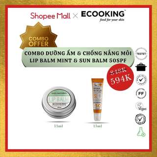 Combo Dưỡng Ẩm Môi, Chống Nắng Thuần Chay Lip Balm Mint & Sun Balm 50+SPF Ecooking