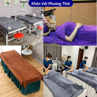 Khăn trải giường spa CHUẨN LOẠI 1 KT 90*1m9 dày, mềm mịn - có nhận thêu