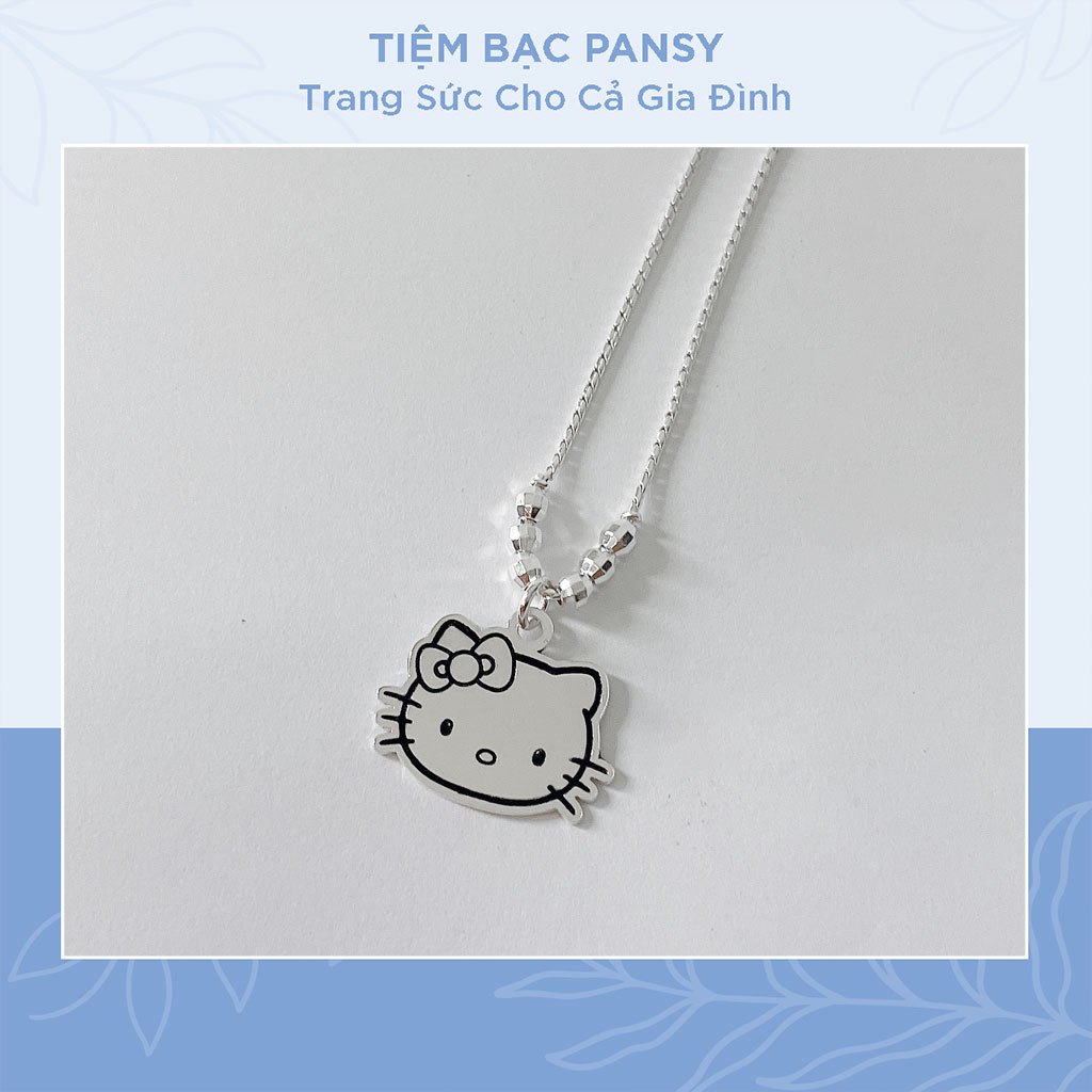 Dây chuyền trẻ em hình Hello Kitty bằng bạc ta - Vòng cổ bạc cho bé gái khắc tên theo yêu cầu
