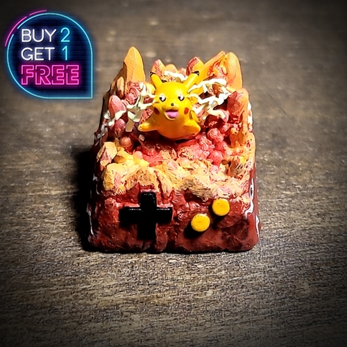 pikachu keycaps, bàn phím cơ pikachu, artisan keycaps, resin keycaps, đồ decor