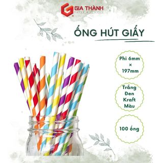 Ống hút giấy phi 6 ×197mm cao cấp nhiều màu