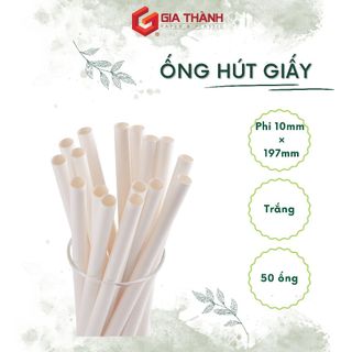 Ống hút giấy phi 10 × 197mm cao cấp màu trắng