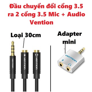 Đầu chuyển cổng 3.5 ra 2 cổng 3.5 mic và audio để kết nối điện thoại laptop với tai nghe micro Vention BBM BDA