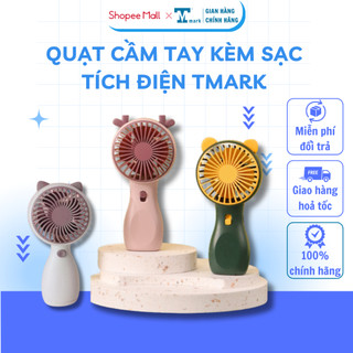 Quạt Tích Điện Cầm Tay Mini Siêu Mát Hình Tai Thú Có Đế Bàn Tặng Kèm Sạc TM