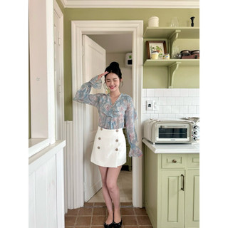 Chicbae21 - amee skirt chân váy dáng a cúc gỗ