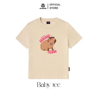 Áo baby tee Alandor cộc tay cổ tròn form ôm chất liệu cotton mềm mịn mát mẫu Summer Vibes CapyBara