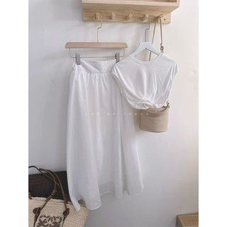 SET TRẮNG ÁO + CHÂN VÁY MIDI