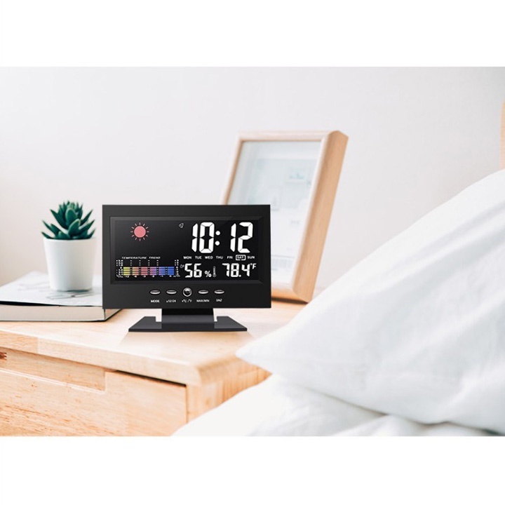 [ Free shipping ️]Đồng Hồ Để Bàn LED Màn Hình LCD Báo Thức, Cảm Biến Âm Thanh ,đồng hồ led báo thức