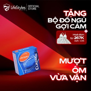 Bao cao su LifeStyles Classic thiết kế mỏng ôm sát nhiều gel 3 bao