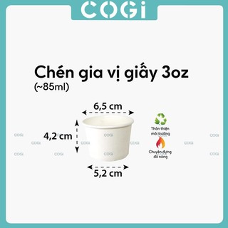 100 chén gia vị, hộp sốt bằng giấy kèm nắp chắc chắn, dùng 1 lần COGI, đựng sốt, nước chấm 2,9 oz (~82ml)