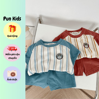 Set bộ cotton cộc tay hoạ tiết in logo thỏ rabit cho bé từ 9-23kg BD117