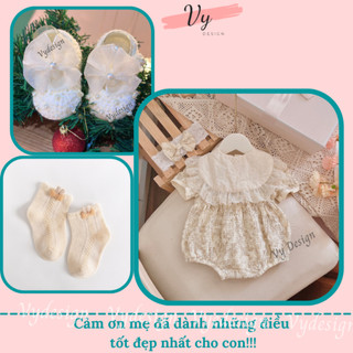 MV054 Body Bé Gái Sơ Sinh Kèm Phụ Kiện, Set Váy Cho Bé Gái Thiết Kế Cao Cấp, Đầm Đầy Tháng, Body Công Chúa