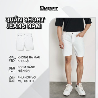Quần short jean nam trắng trơn MRC S53-SN chất cotton cao cấp, form ôm vừa vặn, tôn dáng, trẻ trung - MENFIT