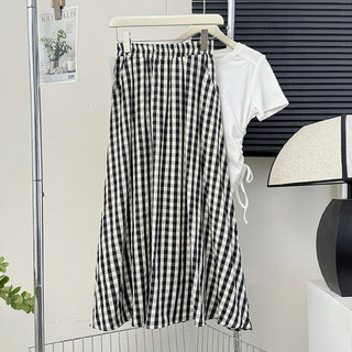 Chân váy kẻ caro dài dáng xoè cạp chun Quảng Châu 9937 Lumii